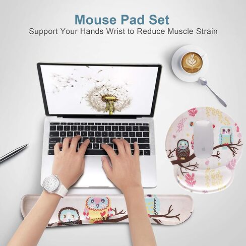 Keyboard Wrist Rest Pad and Mouse pad with Wrist Rest Support Set, Non Slip Rubber Base Wrist Support Mousepad with Ergonomic Comfy Gel Memory Foam for Home Office Efficient Working（Mandala Art) in Kuwait