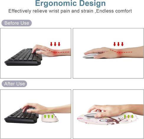 Keyboard Wrist Rest Pad and Mouse pad with Wrist Rest Support Set, Non Slip Rubber Base Wrist Support Mousepad with Ergonomic Comfy Gel Memory Foam for Home Office Efficient Working（Mandala Art) in Kuwait