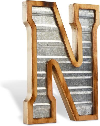 Tavenly 14" Galvanized Farmhouse Letters for Home Decor - 3D Large Metal Letter with Wooden Border - Rustic Monogram Signs for Living Room, Kitchen, Wood Farmhouse Decor, Decorative Wall Art - Z in Saudi Arabia
