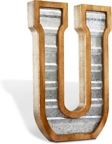 Tavenly 14" Galvanized Farmhouse Letters for Home Decor - 3D Large Metal Letter with Wooden Border - Rustic Monogram Signs for Living Room, Kitchen, Wood Farmhouse Decor, Decorative Wall Art - Z in Saudi Arabia