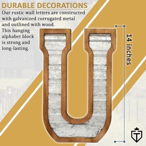 Tavenly 14" Galvanized Farmhouse Letters for Home Decor - 3D Large Metal Letter with Wooden Border - Rustic Monogram Signs for Living Room, Kitchen, Wood Farmhouse Decor, Decorative Wall Art - Z in Saudi Arabia