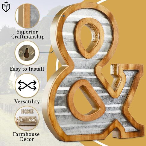 Tavenly 14" Galvanized Farmhouse Letters for Home Decor - 3D Large Metal Letter with Wooden Border - Rustic Monogram Signs for Living Room, Kitchen, Wood Farmhouse Decor, Decorative Wall Art - Z in Saudi Arabia