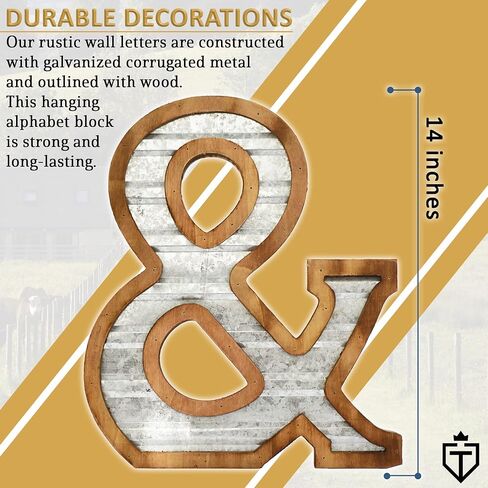 Tavenly 14" Galvanized Farmhouse Letters for Home Decor - 3D Large Metal Letter with Wooden Border - Rustic Monogram Signs for Living Room, Kitchen, Wood Farmhouse Decor, Decorative Wall Art - Z in Saudi Arabia