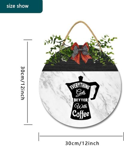 Funny Coffee Decor Sign for Front Door Wreath Kitchen and Cafe Hanging Round Wooden Coffee Bar Accessories Corner Station Sign Modern Wall Art for Home Decor Wall Pediments Rustic Farmhouse in Saudi Arabia