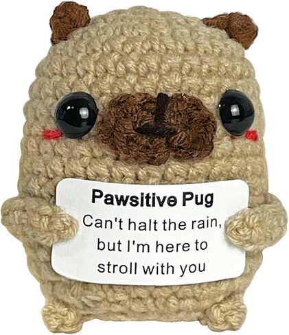 Positive Crochet Dog Gifts, Crocheted Emotional Support Animal, Thoughtful Pug Gifts for Pug Lovers Women Best Friends 1Pc in Saudi Arabia