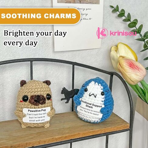 Positive Crochet Dog Gifts, Crocheted Emotional Support Animal, Thoughtful Pug Gifts for Pug Lovers Women Best Friends 1Pc in Saudi Arabia