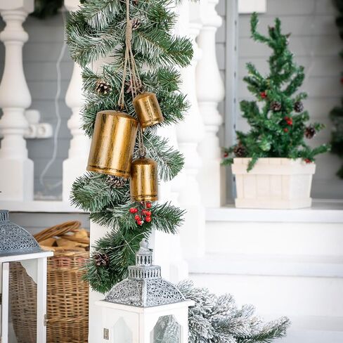 Kyoryuger Christmas Bells Set of 4 Shabby Cow Bells Christmas Bell Ornaments for Christmas Tree Christmas Wreath Hanging Decorative Bells for Doors Walls Windows Rustic Cow Bell Golden in Saudi Arabia