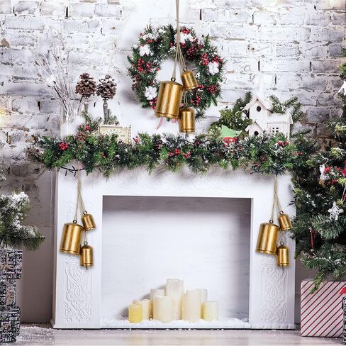 Kyoryuger Christmas Bells Set of 4 Shabby Cow Bells Christmas Bell Ornaments for Christmas Tree Christmas Wreath Hanging Decorative Bells for Doors Walls Windows Rustic Cow Bell Golden in Saudi Arabia