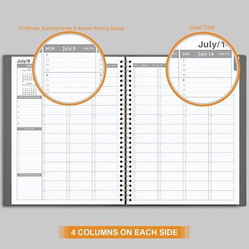 2024 Weekly Appointment Book - Daily Hourly Planner 2024 from January 2024 - December 2024, 8.4" x 10.6", 15-Minute Interval, Flexible Soft Cover, Twin-Wire Binding, Perfect for Your Life in Saudi Arabia