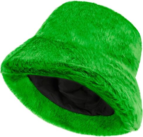 Winter Bucket Hat Faux Fur Hats Fisherman Hat for Women Plush Fluffy Bucket Hat Warm Cap Soft Velvet in Saudi Arabia