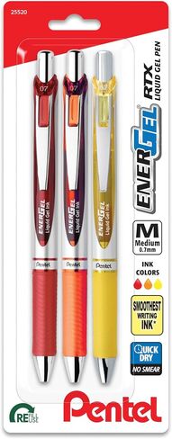 قلم جل سائل قابل للسحب من EnerGel RTX، Passion Hue، 0.7 مم، عبوة حبر بنفسجي متنوعة مكونة من 3 أقلام (BL77PASBP3M) in Saudi Arabia