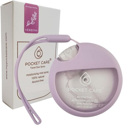 POCKET CARE |Peppermint Scented Hand Sanitizer Spray with strap 25 ml / 8.45 FL OZ- Spray for Hands | Organic Moisturizing Spray | Travel Size - Travel Accessories | 100% natural in Kuwait