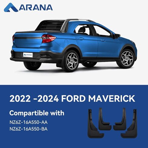 ARANA الطين اللوحات سبلاش الحرس لعام 2022 2023 فورد مافريك، لا الحفر القابلة للإزالة شاحنة OEM Mudflaps درابزين، جميع الأحوال الجوية الجبهة الخلفية حامي العجلة مجموعة من 4 in Kuwait