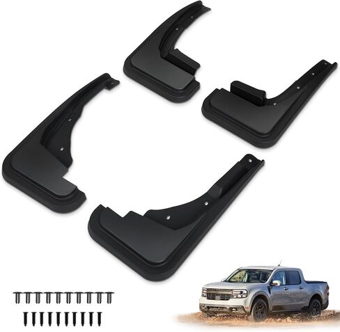 ARANA الطين اللوحات سبلاش الحرس لعام 2022 2023 فورد مافريك، لا الحفر القابلة للإزالة شاحنة OEM Mudflaps درابزين، جميع الأحوال الجوية الجبهة الخلفية حامي العجلة مجموعة من 4 in Kuwait