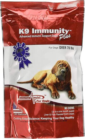 K9 Immunity Plus - Potent Immune Booster for Dogs 30-70 lbs - Certified Organic – Mushroom Enhanced Supplement - Veterinarian Recommended Dog Health Supplement - 60 Chews 2 Pack in Saudi Arabia