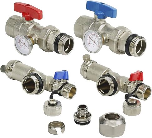 صمام خط الوسط NQT109-5 PEX مشعب 1/2 بوصة لنظام التدفئة المشع؛ مع الصمامات، والفتحات، وأجهزة القياس، وأقواس التثبيت؛ الفولاذ المقاوم للصدأ. 9 منافذ (5 عبوات) in Saudi Arabia