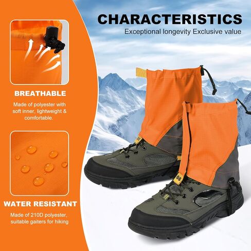 Upgraded Gators for Hiking Boots and Shoes, Adjustable Leg Gaiters for Men Women, 600D Oxford Waterproof Snow Boot Gaiters for Hiking, Trail Running, Hunting, Walking, Snowshoeing, Mountain Climbing in Saudi Arabia