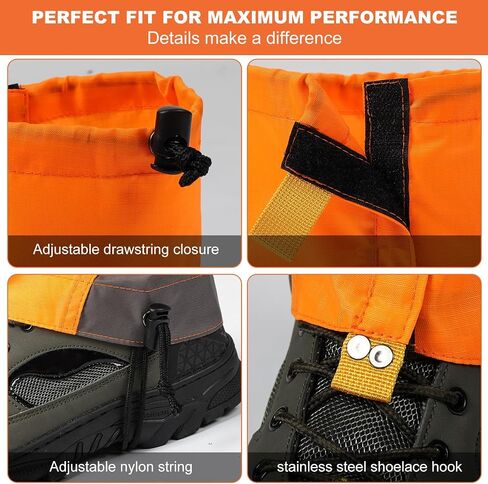 Upgraded Gators for Hiking Boots and Shoes, Adjustable Leg Gaiters for Men Women, 600D Oxford Waterproof Snow Boot Gaiters for Hiking, Trail Running, Hunting, Walking, Snowshoeing, Mountain Climbing in Saudi Arabia