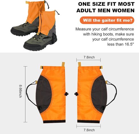 Upgraded Gators for Hiking Boots and Shoes, Adjustable Leg Gaiters for Men Women, 600D Oxford Waterproof Snow Boot Gaiters for Hiking, Trail Running, Hunting, Walking, Snowshoeing, Mountain Climbing in Saudi Arabia