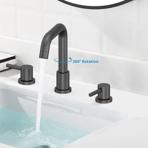 GAOMON Brushed Nickel Bathroom Faucet 3 Hole,8 Inch Bathroom Faucet with Metal Pop-up Drain Assembly, Two Handle Vanity Faucet with cUPC Supply Lines, 8" Widespread Bathroom Sink Faucet in Saudi Arabia