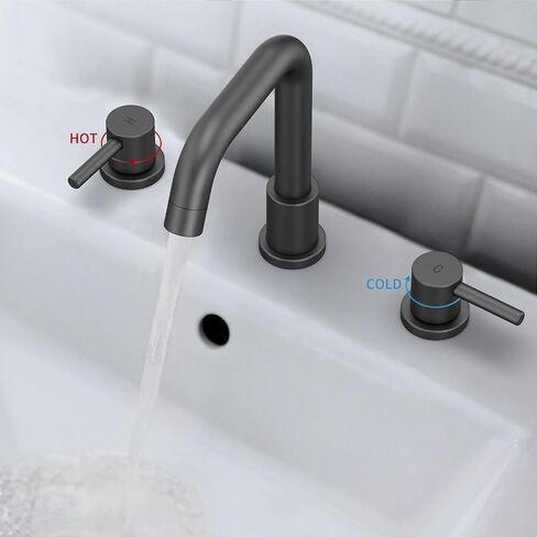 GAOMON Brushed Nickel Bathroom Faucet 3 Hole,8 Inch Bathroom Faucet with Metal Pop-up Drain Assembly, Two Handle Vanity Faucet with cUPC Supply Lines, 8" Widespread Bathroom Sink Faucet in Saudi Arabia