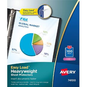 Avery 74100 Heavyweight Sheet Protectors, Letter Size, Diamond Clear, 100/BX