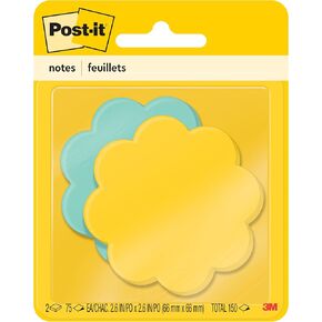 Post-it Super Sticky Notes, 3x3 in, 2X the Sticking Power, Daisy Shape, Assorted Colors, (7350-DSY)
