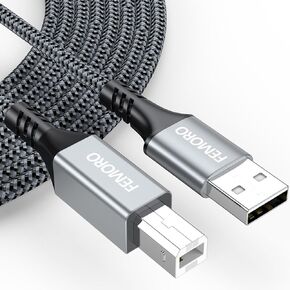 FEMORO Printer Cable 10 Feet, USB A to B Printer Cable USB 2.0 Type B Cables Long Cord Braided for Hp Canon Brother Dell Lexmark Xerox Dac Piano Midi Controller Computer in Saudi Arabia