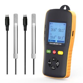 Tzone Temperature Humidity Data Logger USB with Probe,Handheld Industrial Temp Recorder with Auto Report & Sound Alarm,Digital Dual Channel Thermometer Logger for Greenhouse Grow Tent Humidity Monitor