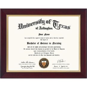 8.5x11 Wood Diploma Frame with Green Mat or Display 11x14 Certificates without Mat,Tempered Glass,Rustic Black Finish with Gold Trim