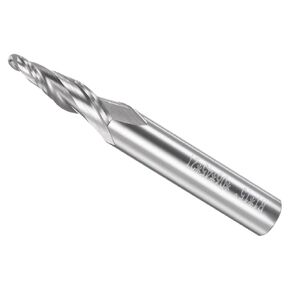 Tapered Ball Nose End Mill, 1mm Radius 6mm Shank 15 Degree Angle, Micro-Grain Carbide 2 Flutes Milling Cutter CNC Router Bit - (Applications: for Stainless Steel Aluminum)