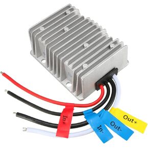 منظم محول DC إلى DC محول طاقة مقاوم للماء، [للشاحنات والسيارات] - DC 24V خطوة إلى DC 48V 10A 480W / لهجة فضية