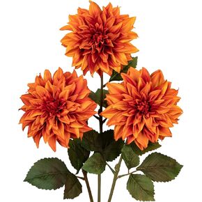 3Pcs Yellow Artificial Dahlia Flowers Fake Flower Silk Flowers with Long Stem 29.5" Floral Arrangements Bouquets Faux Dahlias Flowers for DIY Wedding Party Centerpieces Decor Home Office Decoration