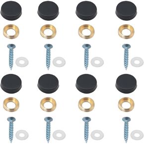 8PCS Stainless Steel Mirror Nails Glass Decorative Nails 0.6in Matte Black Tile Screws Joker Cap Nails Round Smooth Mirror Nail For Advertisement Display Fixing Company Signboards Hanging