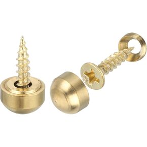 uxcell 16Pcs Brass Decorative Screws with Caps, 9mm Mirror Screws Cover Self-Tapping Screws for Furniture Fixing, Gold Tone
