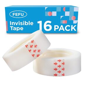 FeFu 16 Rolls Invisible Tape Refills 3/4 Inch X 1000 in, Translucent Tape for Dispenser Refill 1 Inch Core Easy Tear