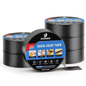 Joist Tape for Decking, 2''×50' Butyl Deck Joist Tape 6 Pack, Weather-Resistant Waterproof Seal Anticorrosive Deck Tape Joist for Wood Decks Beams Roof