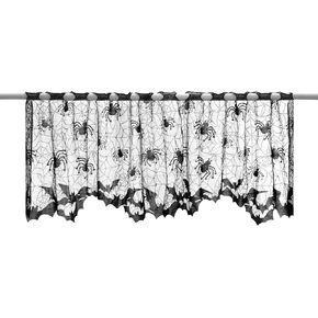 Halloween Lace Window Curtain 60 x 20 Inch: Black Spider Web Curtains Halloween Decoration Lampshade Fireplace Cloth Decor for Fireplace Door and Window Decoration