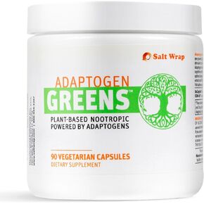 SaltWrap Adaptogen Greens Nootropic - Brain Memory Support Natural Supplement, Cognitive Mind Body Resilience Nootropic, Improve Mental Performance and Recovery - Science Backed Formula (90 Capsules)