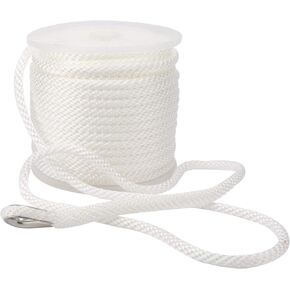NovelBee 3/8" x 200' Premium Solid Braid MFP Anchor Line,Best Polypropylene Rope with Stainless Steel Thimble,Working load limit 250 lbs;Breaking strength 1290 lbs (Black)
