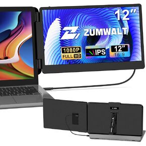 15.6" Portable Laptop Screen Extender - 1080P FHD Portable Monitors Fit for 13''-17.3'' Laptop, Built-in Dual Speakers & Adjustable Stand, Plug and Play, Compatible with Wins/MacOS/Chrome/Android