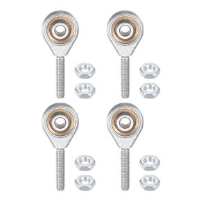 4pcs POSB4 Rod End Joint Bearing - [1/4" Bore, 1/4-28 UNF Right Hand Thread] Male Rod End with Jam Nuts, 45# Carbon Steel