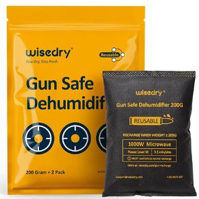 wisedry 200 Grams x 2 Packs Gun Safe Dehumidifier, Reusable Moisture Absorber for Gun Safes, Rechargeable Silica Gel Desiccant Gun Safe Humidity Absorber