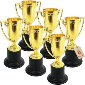Playbees Plastic Golden Cup Trophy for Kids - 12 Pack - 4 Inch Achievement Prize Awards - Ideal Recognition for School, Sports, Office, Carnival Games - Party Favors, Decor, Props - Motivational