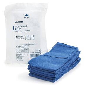 McKesson Operating Room Towels, Sterile, Disposable, Pre-Washed, Blue, 17 in x 27 in, 6 Towels, 12 Packs, 72 Total