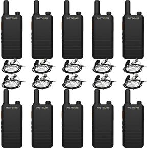 Retevis RT22P 2 Way Radios with Earpiece, New Version RT22,Portable FRS Two-Way Radios,1620mAh Battery,VOX Handsfree,Rechargeable Walkie Talkies for Adults Business Fashion(10 Pack)