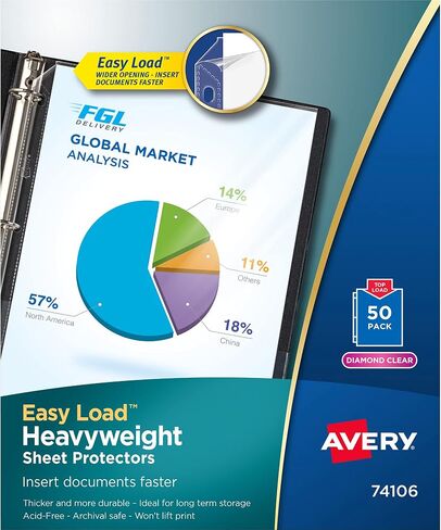 Avery 74100 Heavyweight Sheet Protectors, Letter Size, Diamond Clear, 100/BX in Kuwait