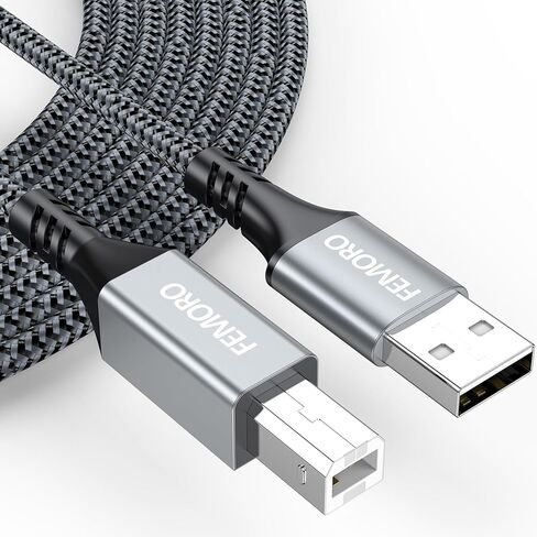 FEMORO Printer Cable 10 Feet, USB A to B Printer Cable USB 2.0 Type B Cables Long Cord Braided for Hp Canon Brother Dell Lexmark Xerox Dac Piano Midi Controller Computer in Saudi Arabia