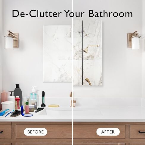 خزانة طبية للحمام القبرصي مقاس 36 بوصة من Design House، خزانة متينة مثبتة على الحائط تم تجميعها مسبقًا مع أبواب مرآة بدون إطار، أبيض، 590265 in Kuwait