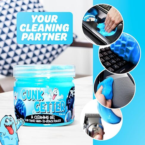 PeerBasics Gunk Getter، جل تنظيف للأماكن التي يصعب الوصول إليها، حامل أكواب السيارة الإلكتروني للوحة المفاتيح المكتبية، جل منظف لإزالة فتات الغبار (حقيبة قابلة للإغلاق، أزرق، 3 أونصة) in Saudi Arabia